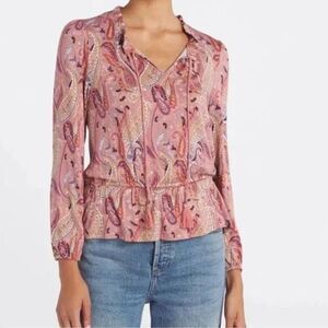 Les Serein Locarno Peplum Blouse Pink Paisley Sz L Large Stitch Fix NWT